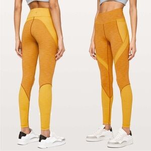 Lululemon Heathered Fools Gold & Honey Lemon Early Extension High-Rise Tight